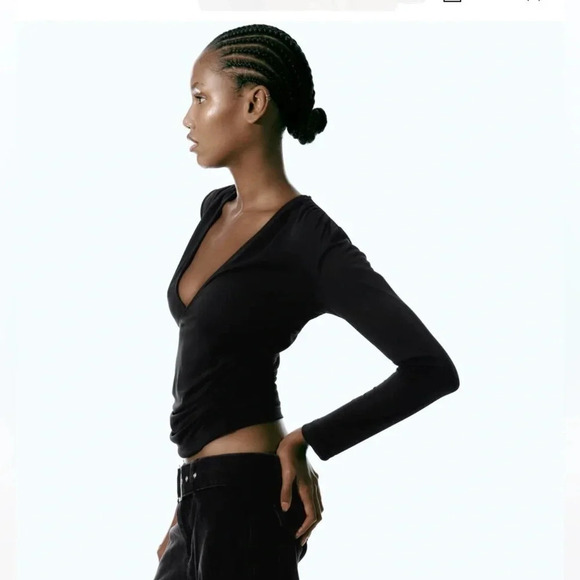 ZARA DRAPED CROSSOVER TOP - Picture 2 of 8